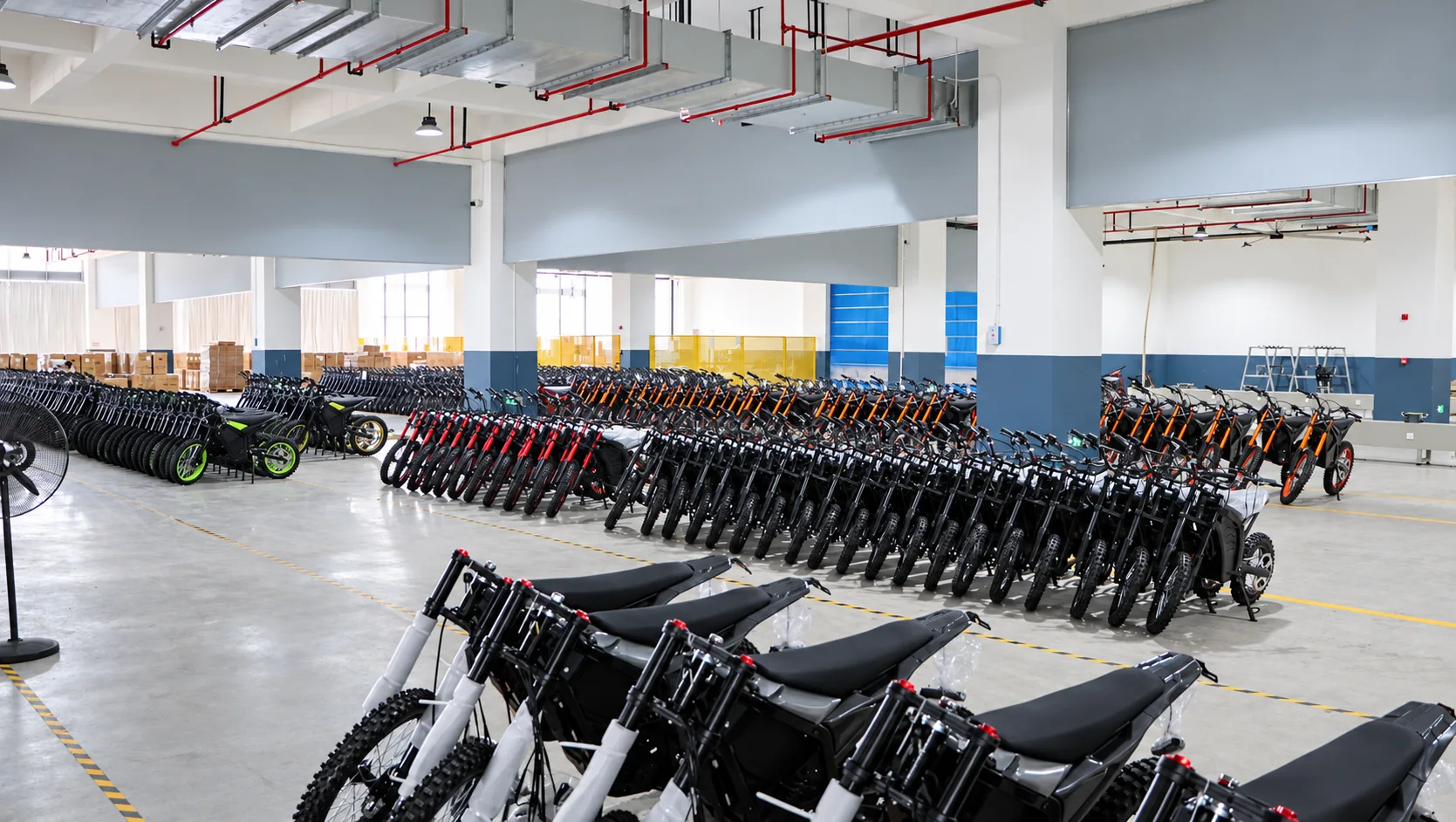 KMS production floor with arranged motorcycles